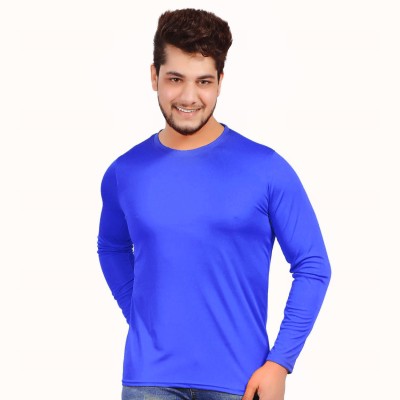 KASPY Solid Men Round Neck Dark Blue T-Shirt