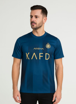 BUGOAT Printed Men Round Neck Navy Blue T-Shirt