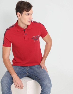 U.S. Polo Assn. Denim Co. Typography Men Polo Neck Red T-Shirt