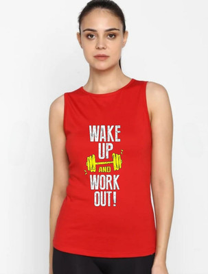 SPOWEARY Printed Women Round Neck Red T-Shirt