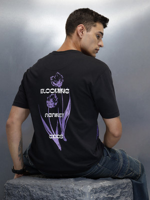 WROGN Printed Men Crew Neck Black T-Shirt