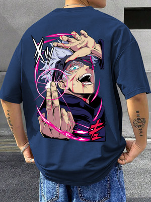 TripBroz Graphic Print Men Round Neck Navy Blue T-Shirt