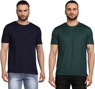 Lakshya Fashions Solid Men Round Neck Dark Blue T-Shirt