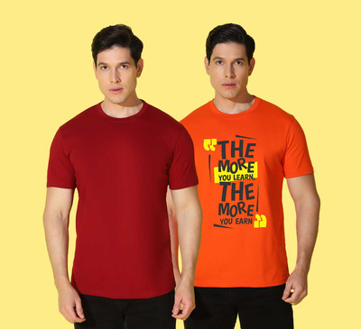 WOOSTRO Typography, Solid Men Round Neck Multicolor T-Shirt