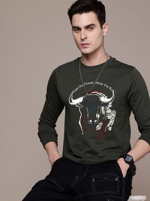Moda Rapido Graphic Print Men Round Neck Dark Green T-Shirt