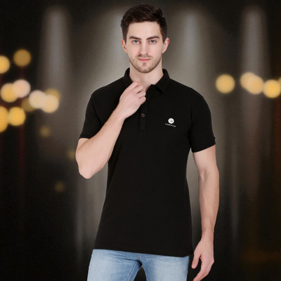 FARICON Solid Men Round Neck Black T-Shirt
