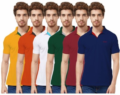 TAB91 Solid Men Polo Neck Multicolor T-Shirt