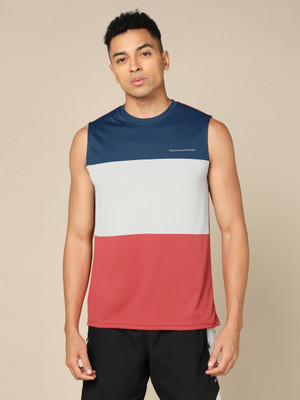 TECHNOSPORT Colorblock Men Crew Neck Multicolor T-Shirt