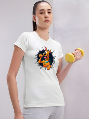 Moda Rapido Graphic Print Women Round Neck White T-Shirt