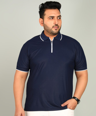 METRONAUT PLUS Solid Men Polo Neck Navy Blue T-Shirt