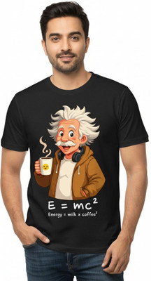 DEHCY Printed Men Round Neck Black T-Shirt