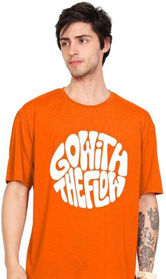 miller johnson Graphic Print Men Round Neck Orange T-Shirt