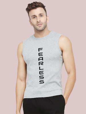 Yilden Typography Men Round Neck Grey T-Shirt