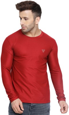 JUNO Solid Men Round Neck Red T-Shirt