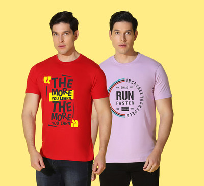 WOOSTRO Printed Men Round Neck Multicolor T-Shirt