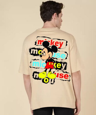 Risemax Printed Men Round Neck Beige T-Shirt