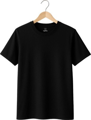 HypeDrip Solid Men Round Neck Black T-Shirt