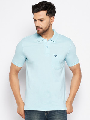DUKE Solid Men Polo Neck Blue T-Shirt