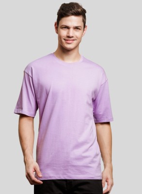 ADRO Solid Men Round Neck Purple T-Shirt
