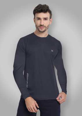 FTX Solid Men Round Neck Grey T-Shirt
