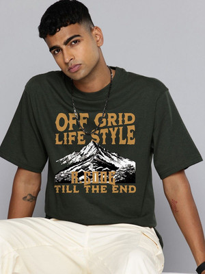 R.Code by The Roadster Life Co. Graphic Print Men Round Neck Light Green T-Shirt