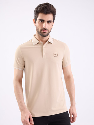 Spykar Printed Men Polo Neck Brown T-Shirt