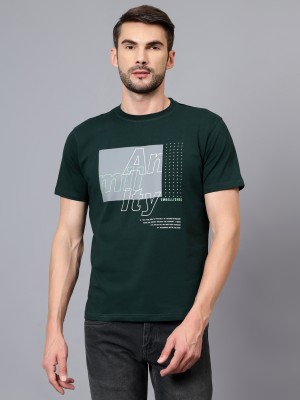 CANTABIL Printed Men Round Neck Dark Green T-Shirt