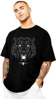 jibber jabber Printed Men Round Neck Black T-Shirt