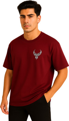 STYLEGOD Typography Men Round Neck Maroon T-Shirt