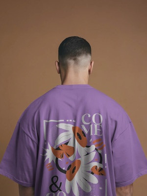 PS ENTERPRISES Graphic Print Men Round Neck Purple T-Shirt