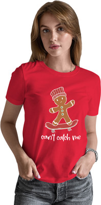 Buy That Trendz Printed Women Round Neck Red T-Shirt