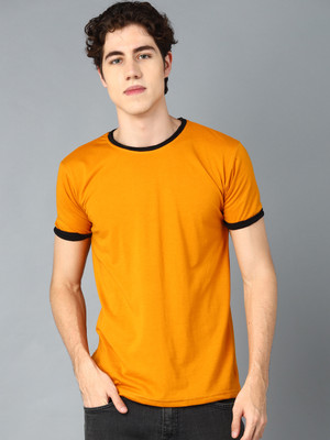 METRONAUT Solid Men Round Neck Yellow T-Shirt