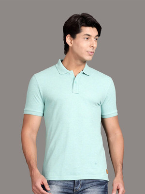 Steenbok Solid Men Polo Neck Green T-Shirt
