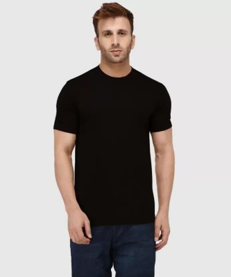 NS Beanie Solid Men Round Neck Reversible Black T-Shirt