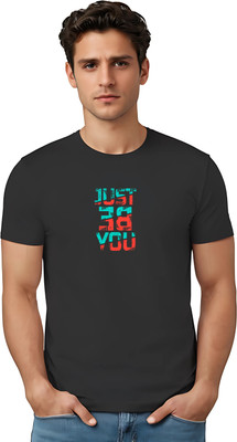 Excello Typography Men Round Neck Black T-Shirt