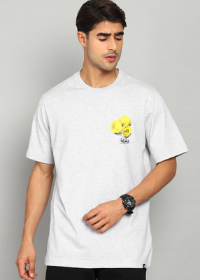 ADIDAS Graphic Print Men Round Neck Grey T-Shirt