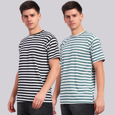 DECANTER Striped Men Round Neck Multicolor T-Shirt