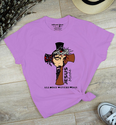 ADIVASI SHOP Printed Men Round Neck Purple T-Shirt