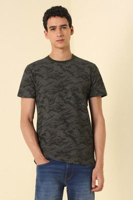 Allen Solly Printed Men Crew Neck Grey T-Shirt
