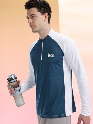 HRX by Hrithik Roshan Colorblock Men High Neck Blue T-Shirt
