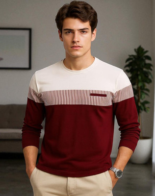 FAOES Printed Men Round Neck Maroon T-Shirt