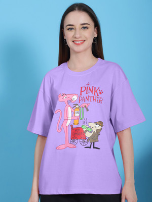DreamBe Printed Women Round Neck Purple T-Shirt