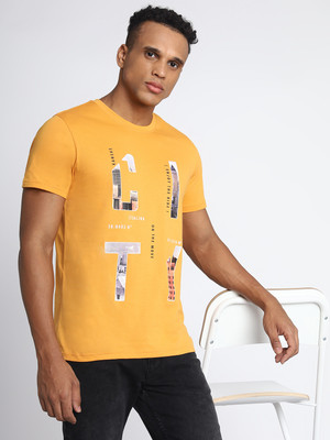 LEE Printed Men Round Neck Yellow T-Shirt