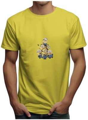 Sangeeta Fashion Printed Men Round Neck Yellow T-Shirt