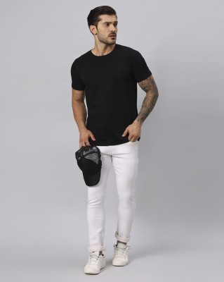 URBANICE Solid Men Round Neck Black T-Shirt