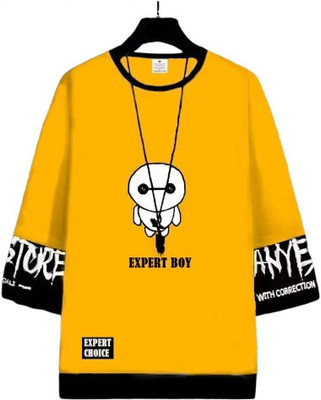 cnw Printed Men Round Neck Yellow T-Shirt