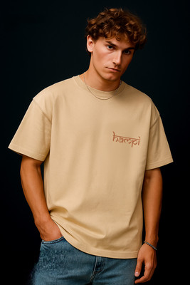 RealRoadies Graphic Print Men Crew Neck Beige T-Shirt