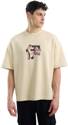 MEGAKART Graphic Print Men Round Neck Beige T-Shirt