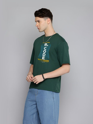 R.Code by The Roadster Life Co. Printed Men Round Neck Green T-Shirt