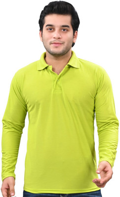 neoCardin Solid Men Polo Neck Light Green T-Shirt